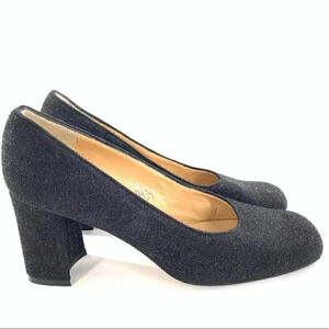 Alta Moda heels sz 8.5 charcoal gray chunky square toe 90s Y2k holiday vintage